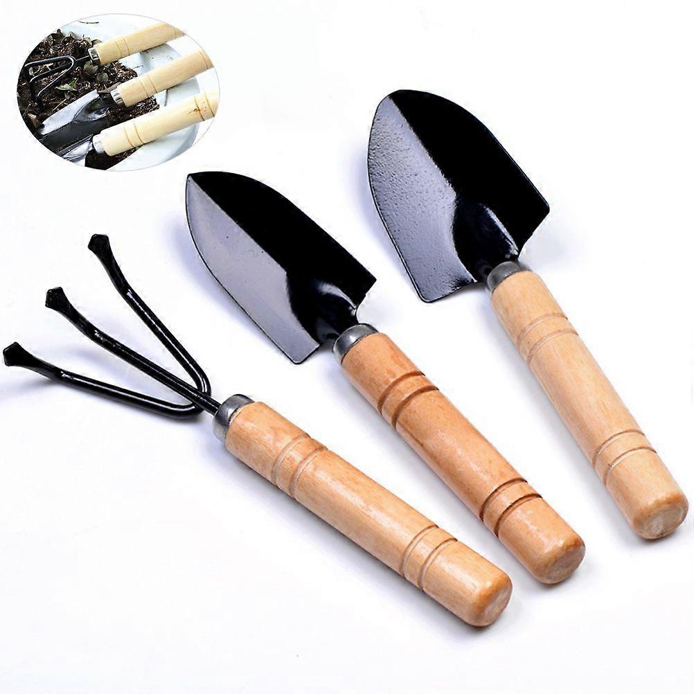 3Pcs/Set Mini Garden Tools with Wooden Handle Shovels Claw Tool Kit