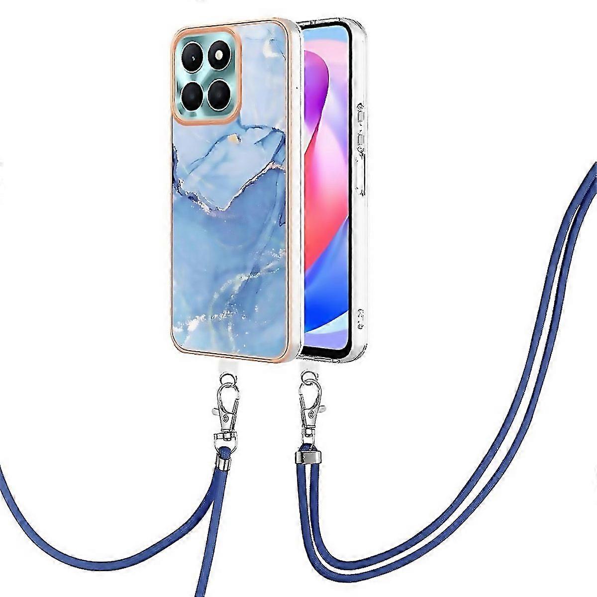 For Honor X6a Electroplating Marble Dualside Imd Phone Case With Lanyard