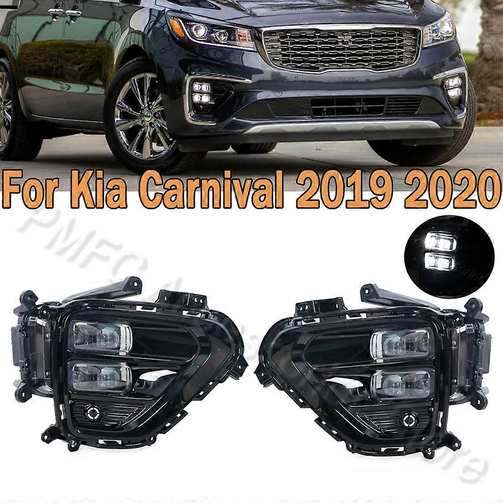 Compatible 1 Set Front Bumper LED DRL Daytime Running Lamp LED Daylight Fog Light Headlights White Foglamp For Kia Carnival 2019 2020