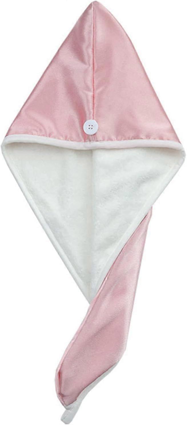 Satin Hair Towel Wrap with Button for Rapid Drying