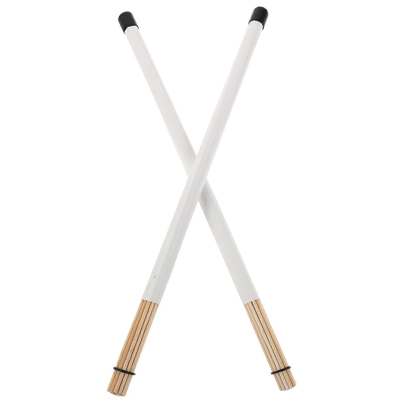 White Wooden Drumsticks Brush for Beginner Drummers 1Pair Performance Accessory