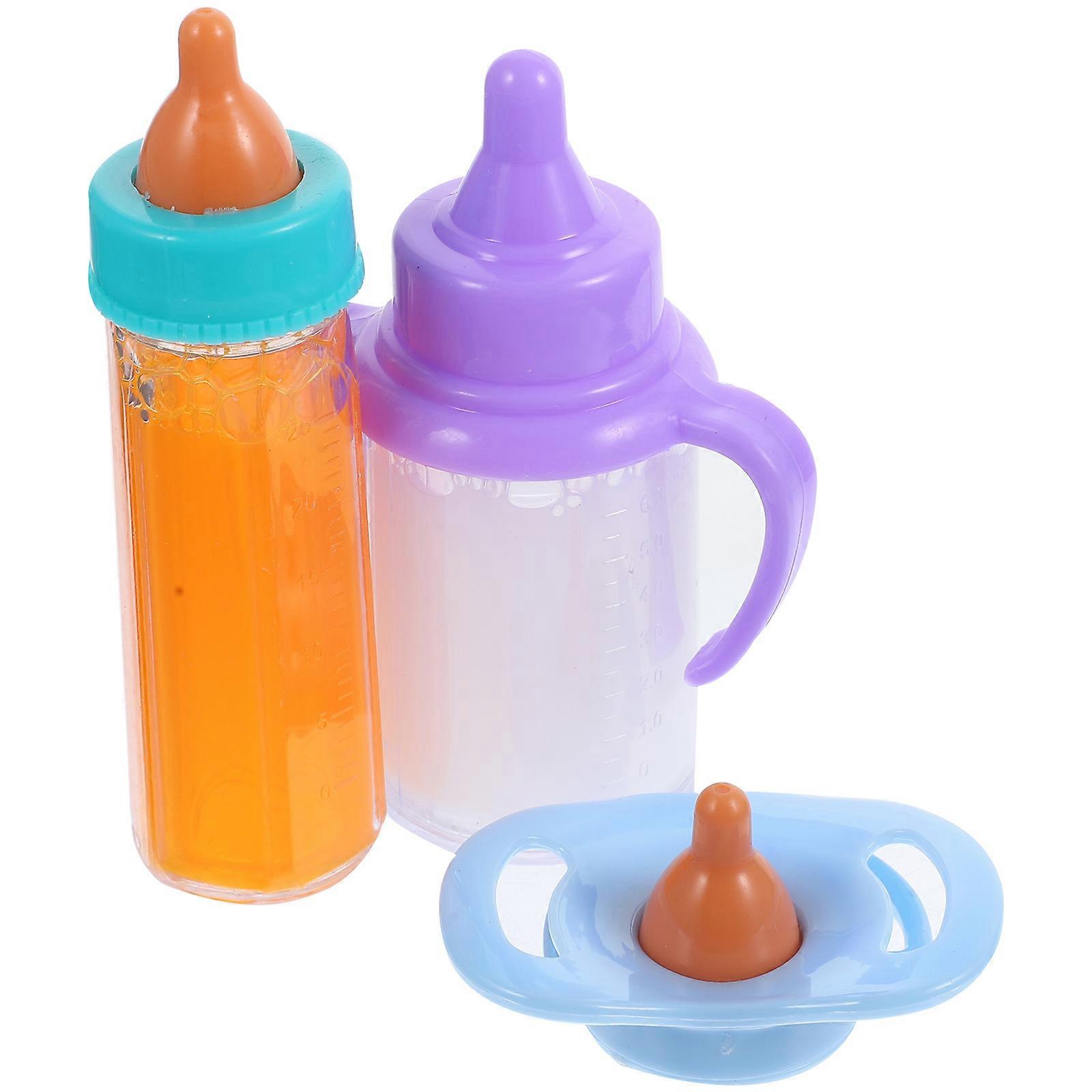 Kids Pretend Model Doll House Toy Small Feed Bottles Blue Plastic 1 Set Role-Playing Imagination Development