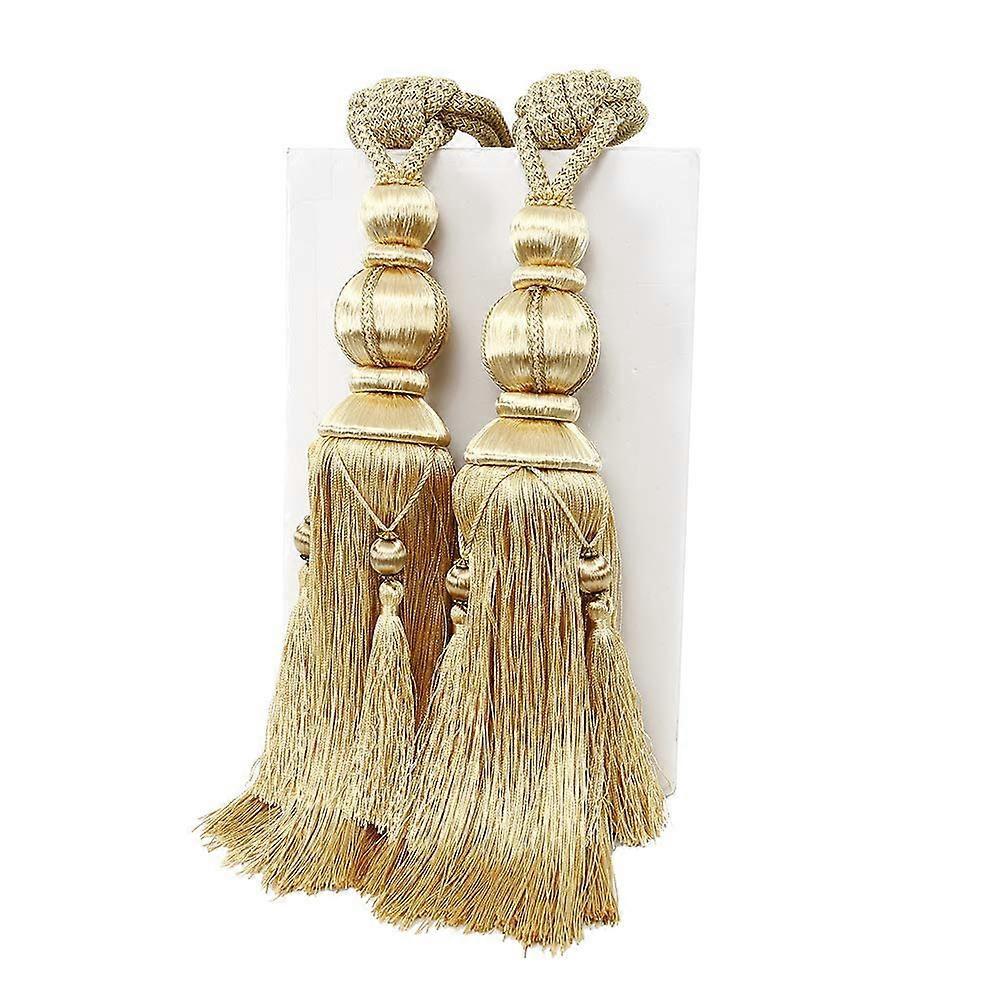 1 Pair Curtain Tie backs Rope Handmade Tassel Curtain Tiebacks Holdbacks Window Drape Rope for Large and Heavy Curtain, Gold