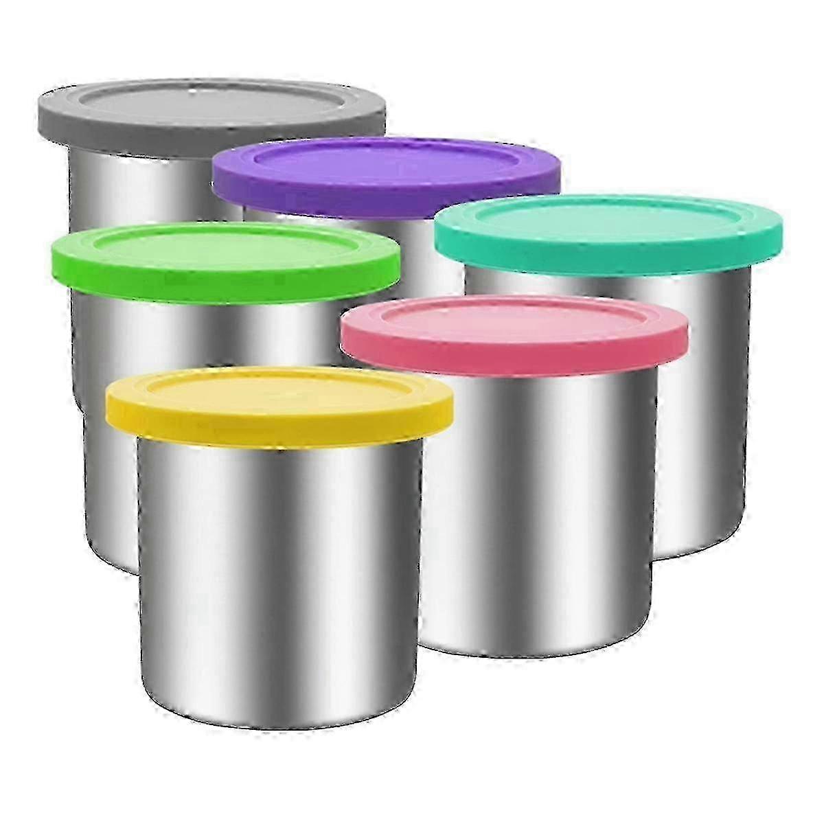 Stainless Steel Pint Containers & Lids for Ninja Creami NC500, NC501, CN501CO Series, 24 Oz Ice Cream Maker nc-u7