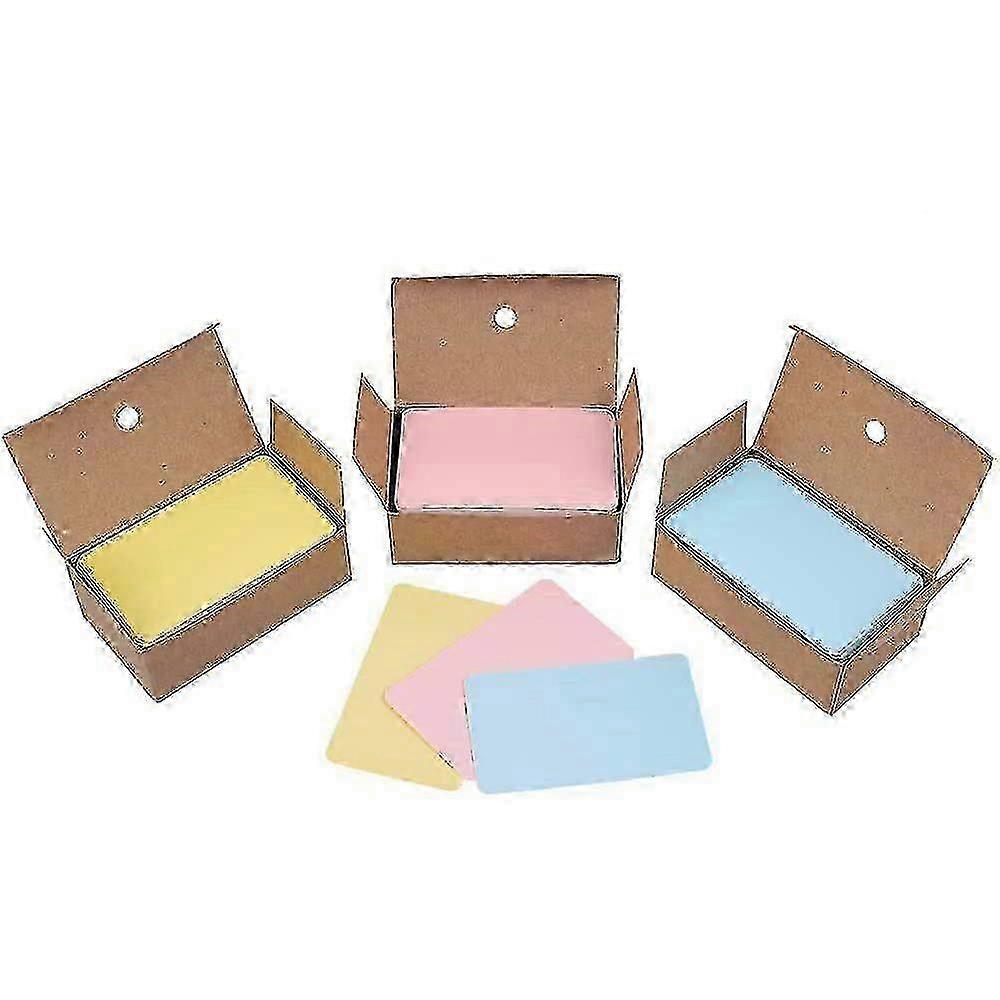 Blank Kraft Paper Cards, DIY Memory Word Cards, Assorted Colors (Yellow, Pink, Blue)