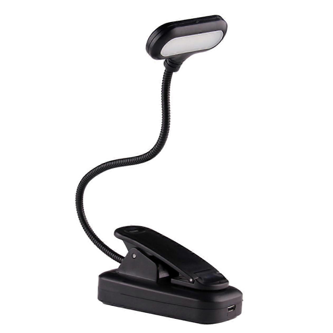 USB Rechargeable Reading Lamp ClipOn, Adjustable Gooseneck LED Book Light, EyeCaring Portable Desk Travel For Students
