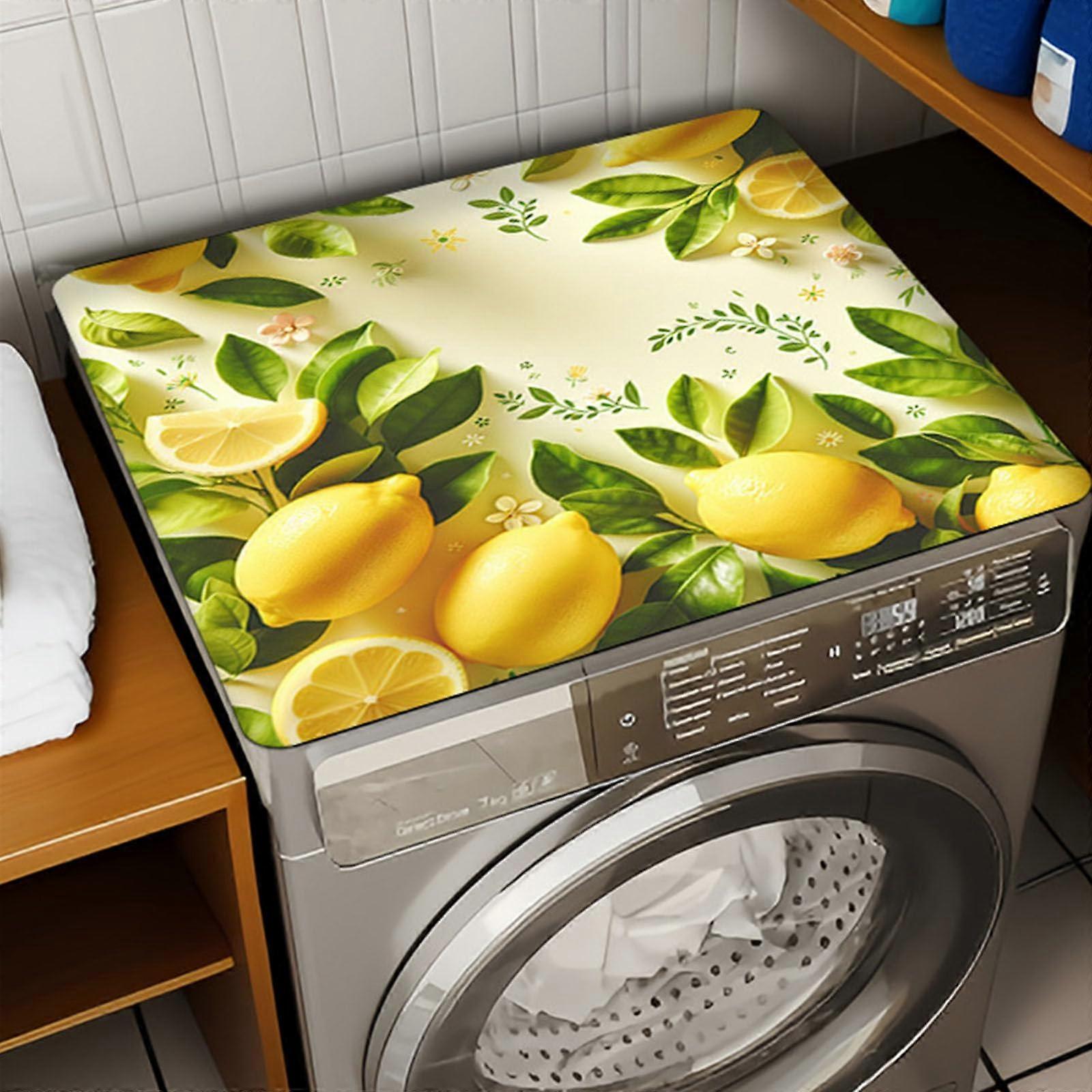 Washer And Dryer  Protector Lemon Pattern  Mat Cover 30x40cm Absorbent Quick Dry Yellow Lemon