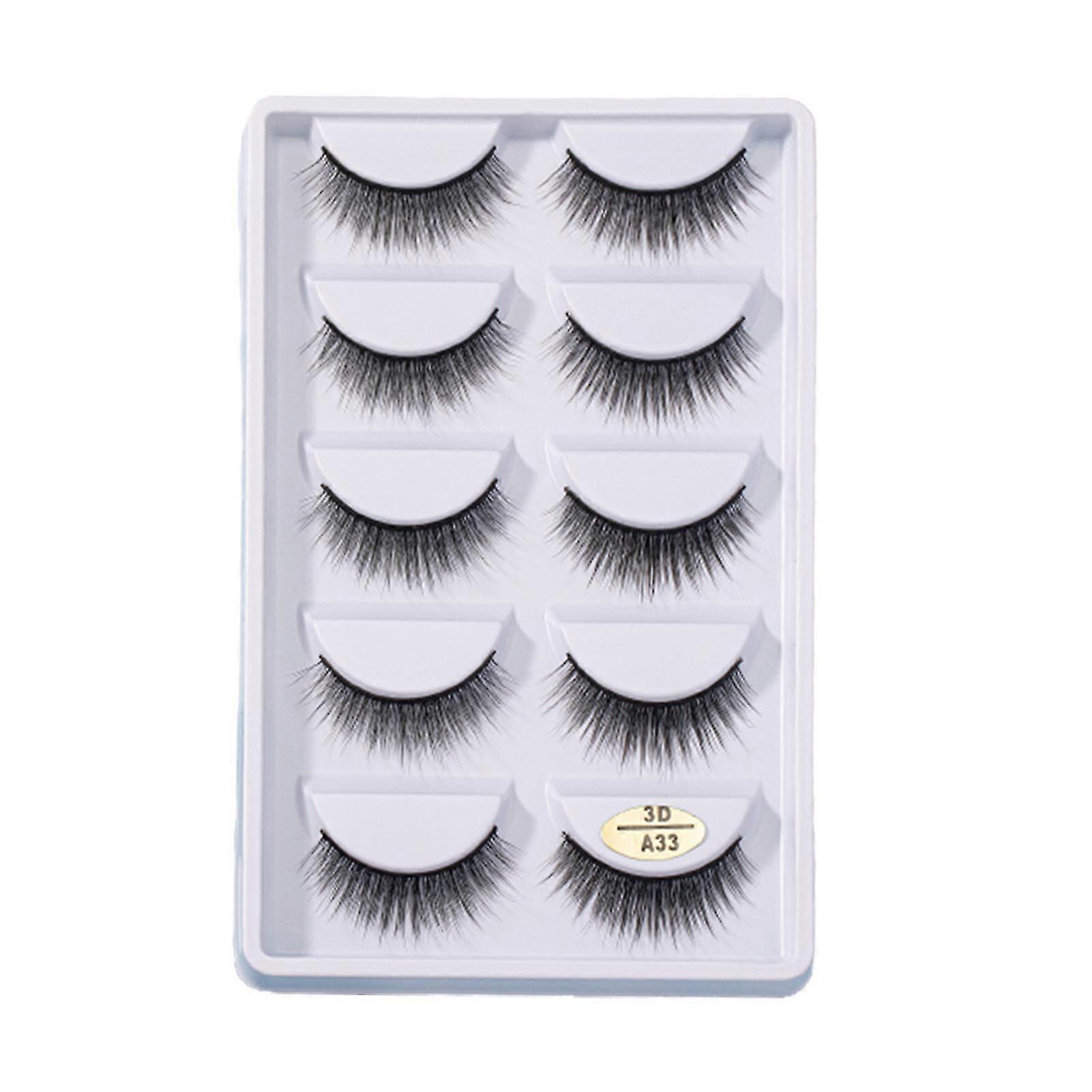 5 Pairs Natural 8d Eyelashes Long Curling Up Bushy Lashes Easy To Pinch Reusable