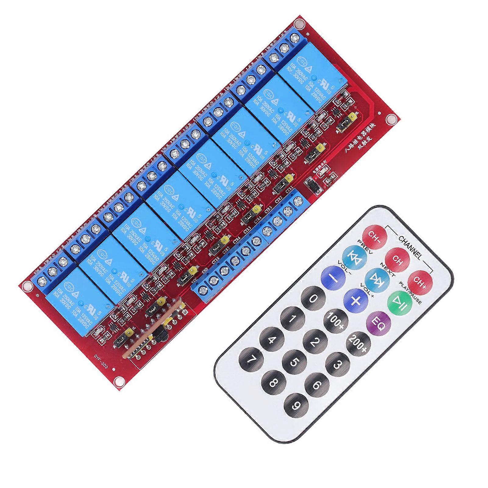 Relay Receiver Board Universal Infrared 10A Secure Remote Control Switch 8 Way Motor Light Door DIY Wireless Controller 5V 