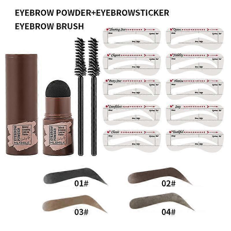 1 Count Waterproof and Sweat-Resistant Eyebrow Stamp Set, Lazy Makeup Solution with Brow Powder and Brushes for Daily Use
