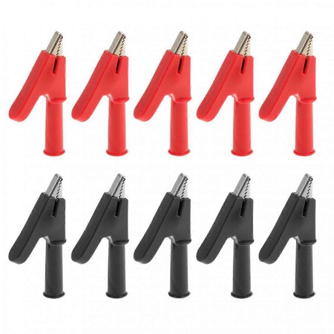 5Pairs Black + Red Alligator Insulated Clip Plug Stackable Banana Connector