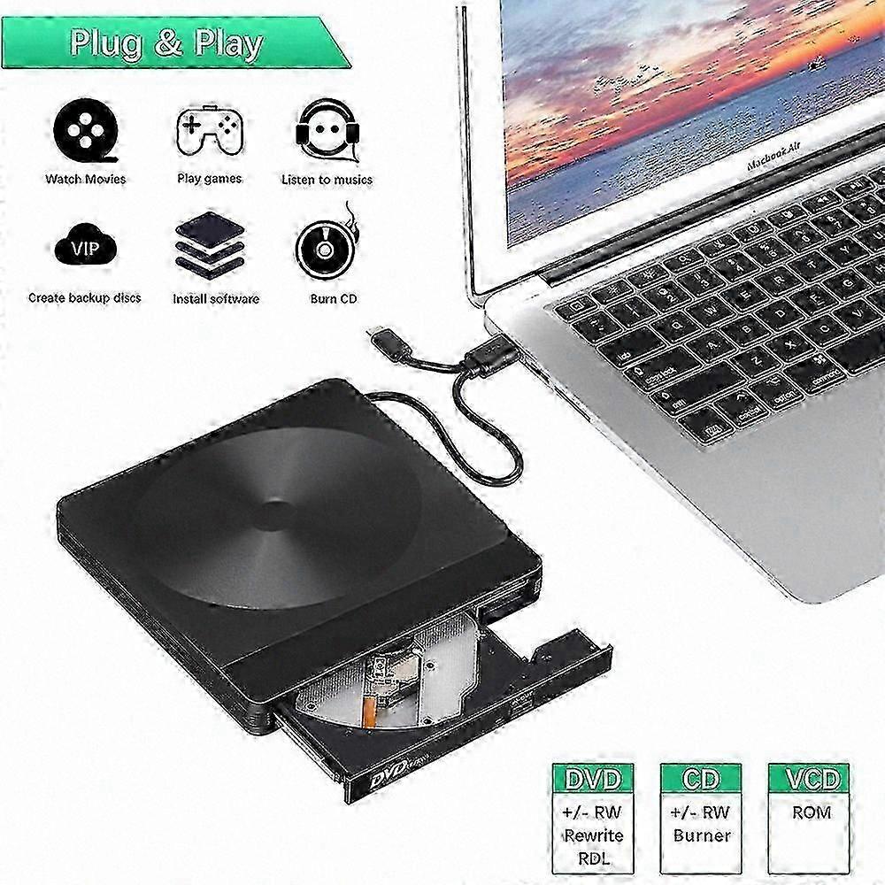 External 3D Blu-ray DVD Writer, Portable Optical Drive with USB 3.0 and ...