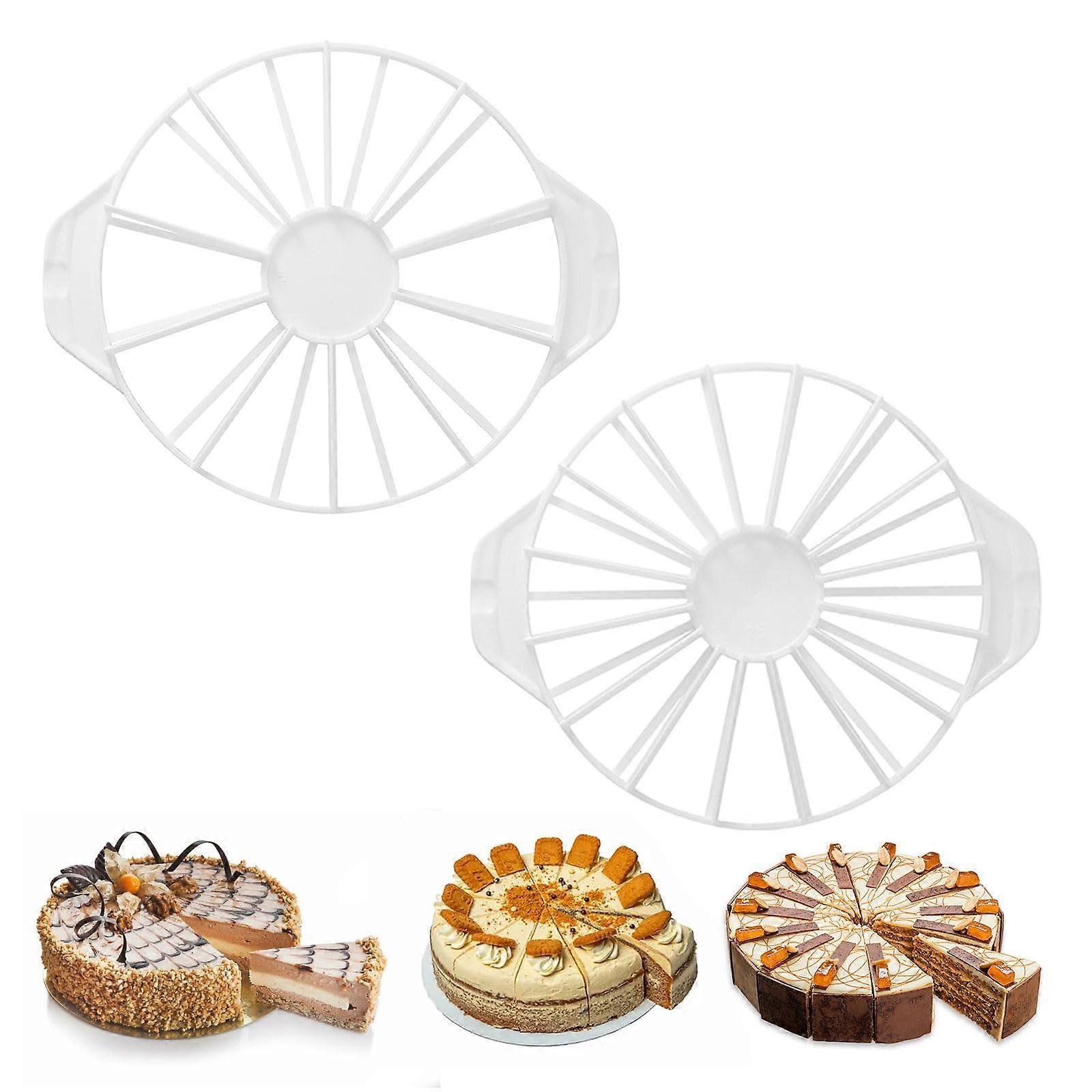 Cake Divider 2 Pieces Double Sided Cake Slicer For 10/12/14/16 Slices Equal Portion Marker Round White