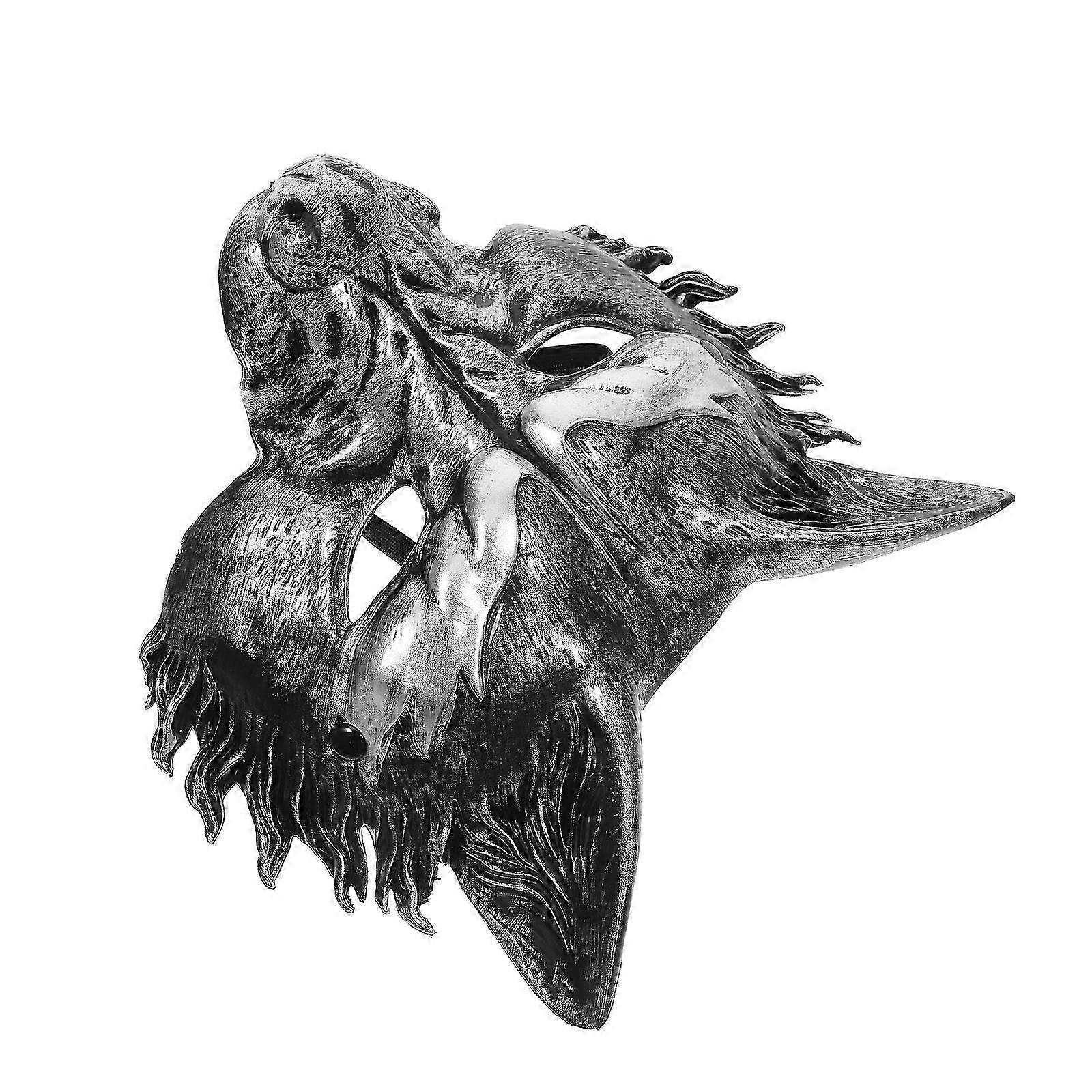 Αποκριάτικες Μάσκες Wolf Costume Mask Ασημί 27.00X23.00X11.00CM Ρεαλιστικός Σχεδιασμός Ευέλικτη Χρήση για Cosplay Party 1Set