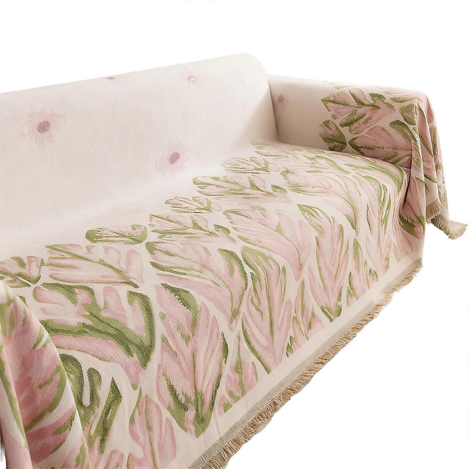 Reversible Sofa Protector Blanket Soft Fabric Easy Installation Washable Couch Cover  Pink