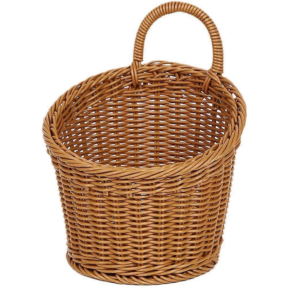 Woven Storage Basket Hanging Wall Organizer for Plants Vegetables Kitchen or Desktop Use
