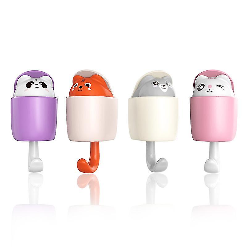 Household Hook Adhesive Cute Animals Easy Installation 4 Pieces Pack