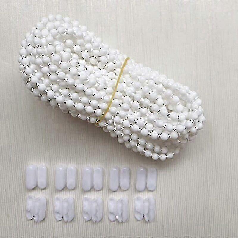 10 Meters Blind Chain with 10 Connectors, Cord for Vertical Venetian Roller Blind, Replacement Parts, (White) 25-26