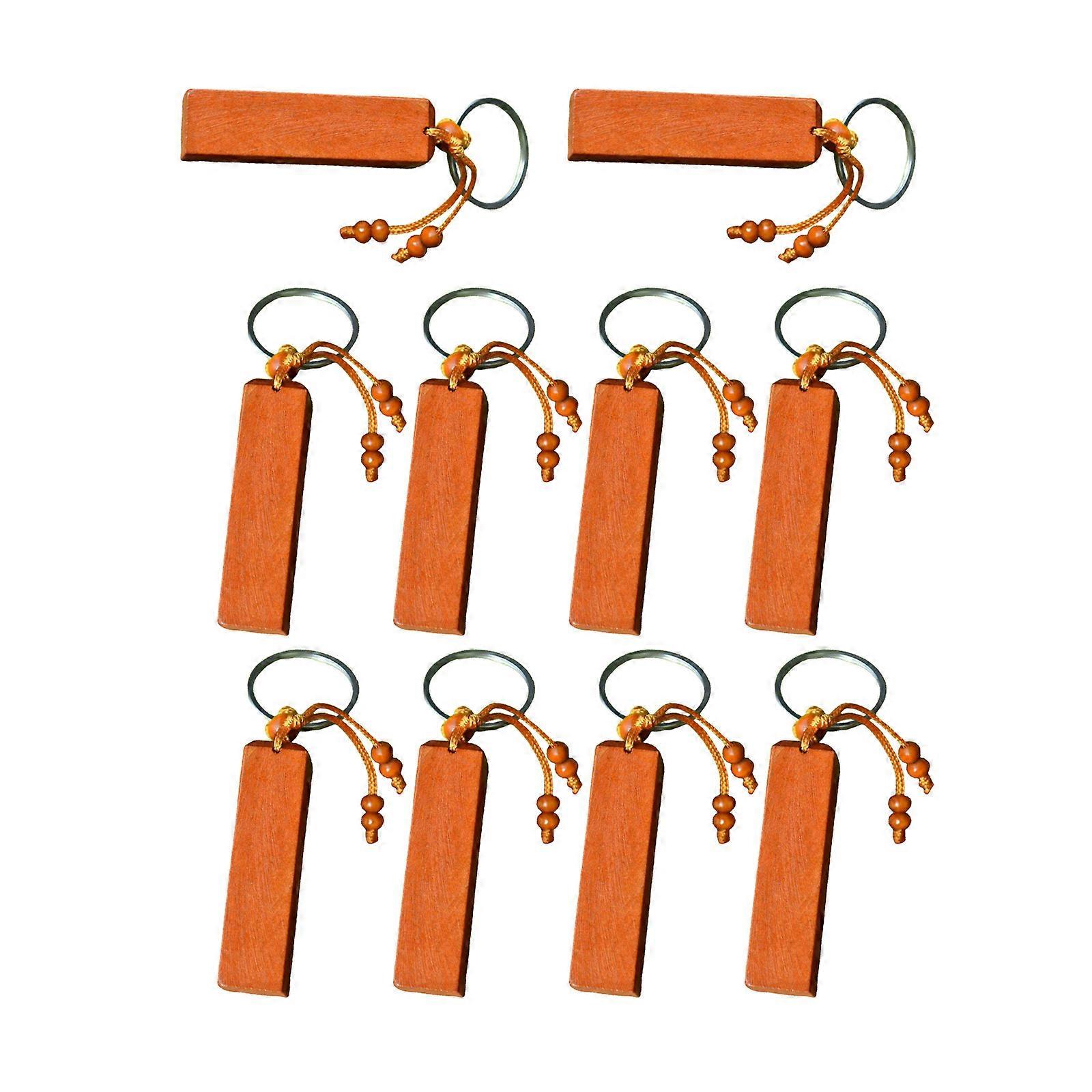 Set Of 10 Key Rings for Unique Gift Creations Solid Wood Keyring Engravable Keychains Blanks Handmade Key Accessory Multicolor