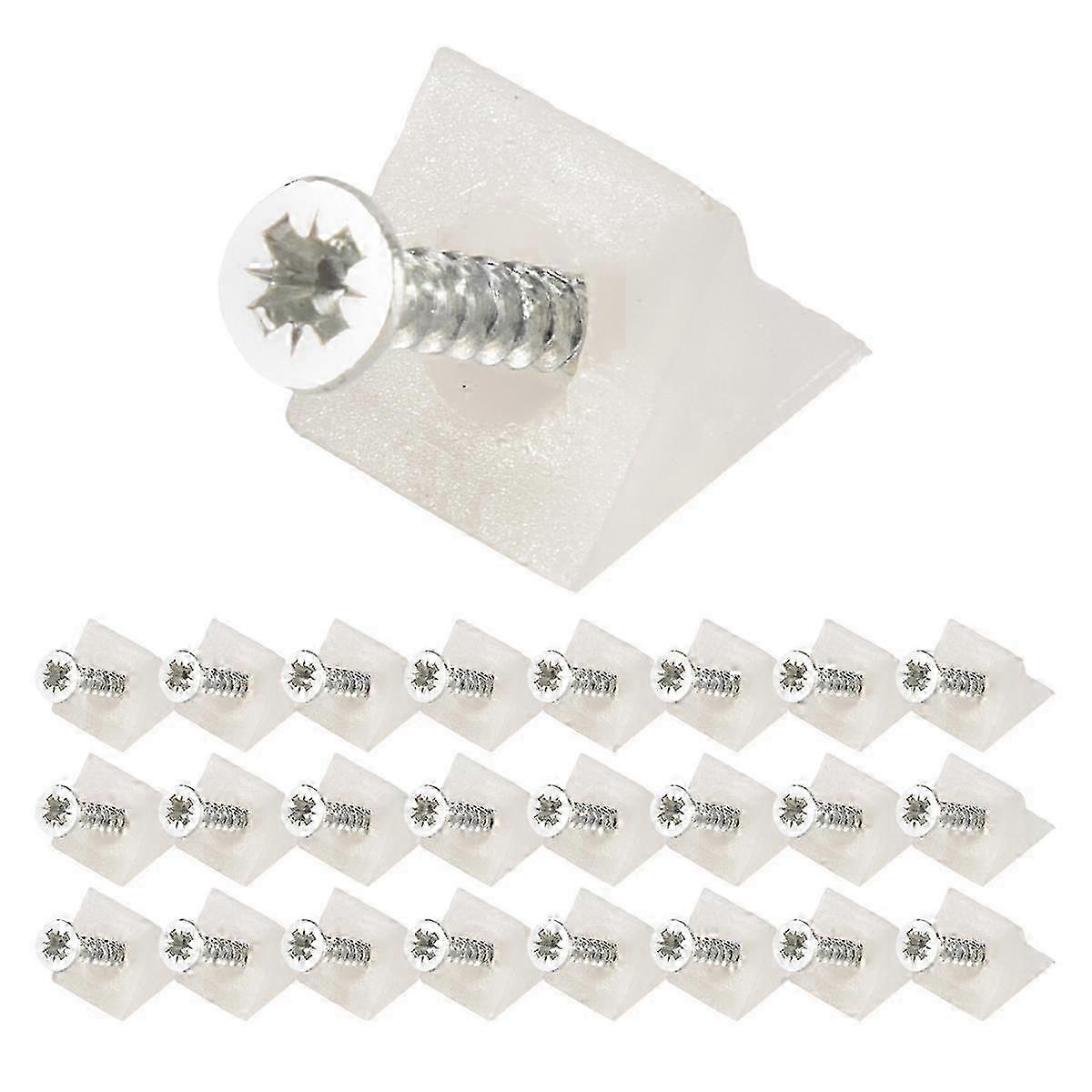 50 Pcs White Plastic Drawer Supports for Bottom Sagging Repair with Fixing Mending Wedges and Screws