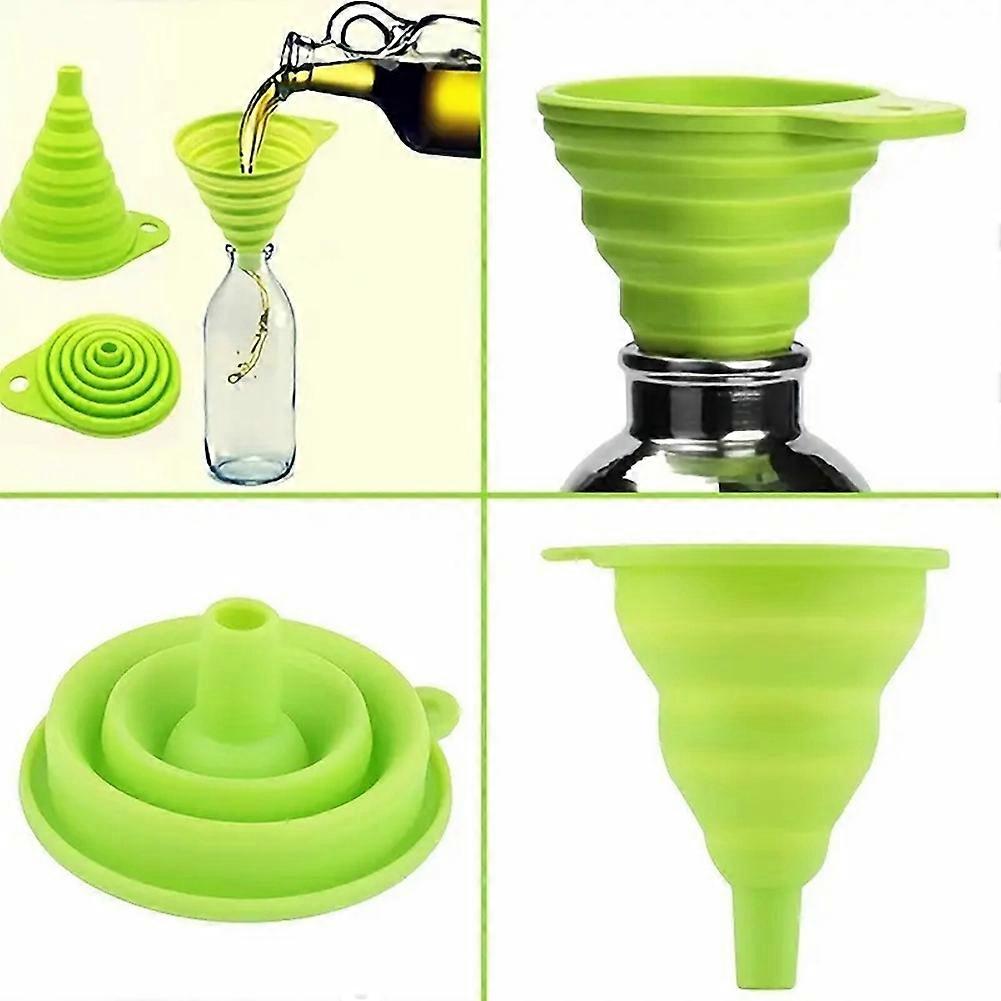 Multifunctional Portable Mini Funnel, Retractable Silicone Folding Funnel for Kitchen,Kitchen Tools,Green