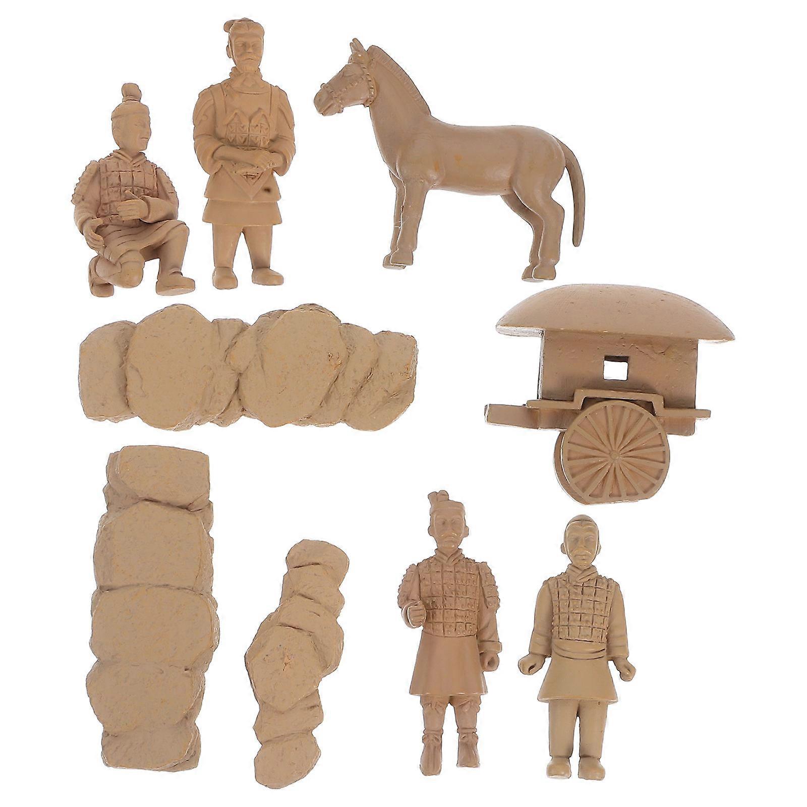 1 مجموعة الطين ووريورز مجموعة سطح المكتب الزخرفية مصغرة ووريورز نموذج الحصان