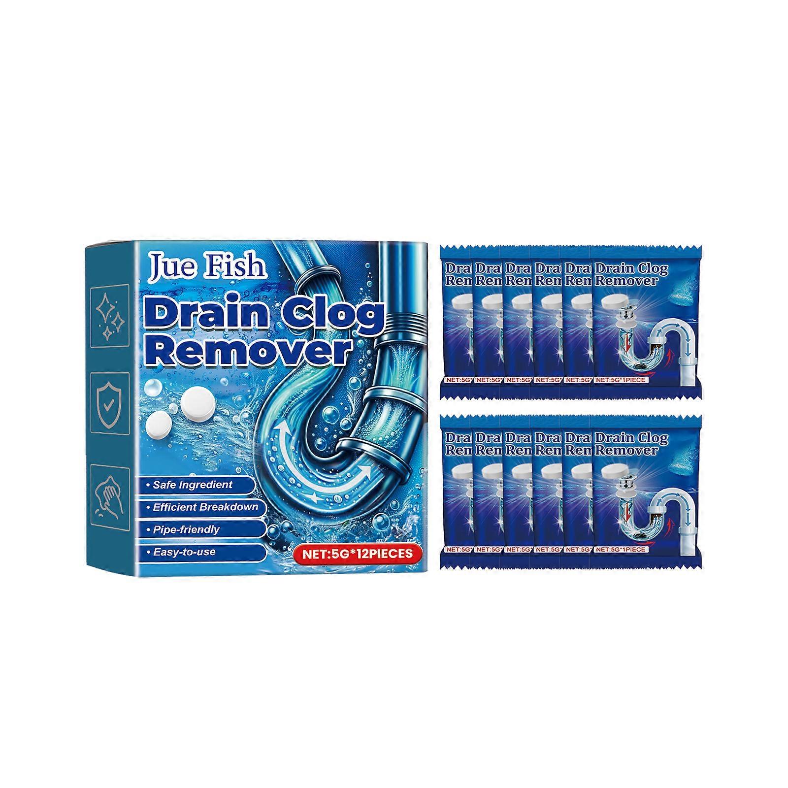 Jue-Fish Pipe Deaeration Tablets, Dissolves Toilet Floor Drain Kitchen Drain Clogging Deodorant Tablets