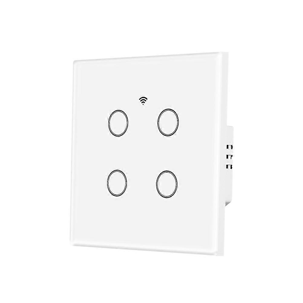 WiFi Smart Light Switch Glass Touch Control Fireproof No Neutral Wire Required Remote Control Work,4-Way Square