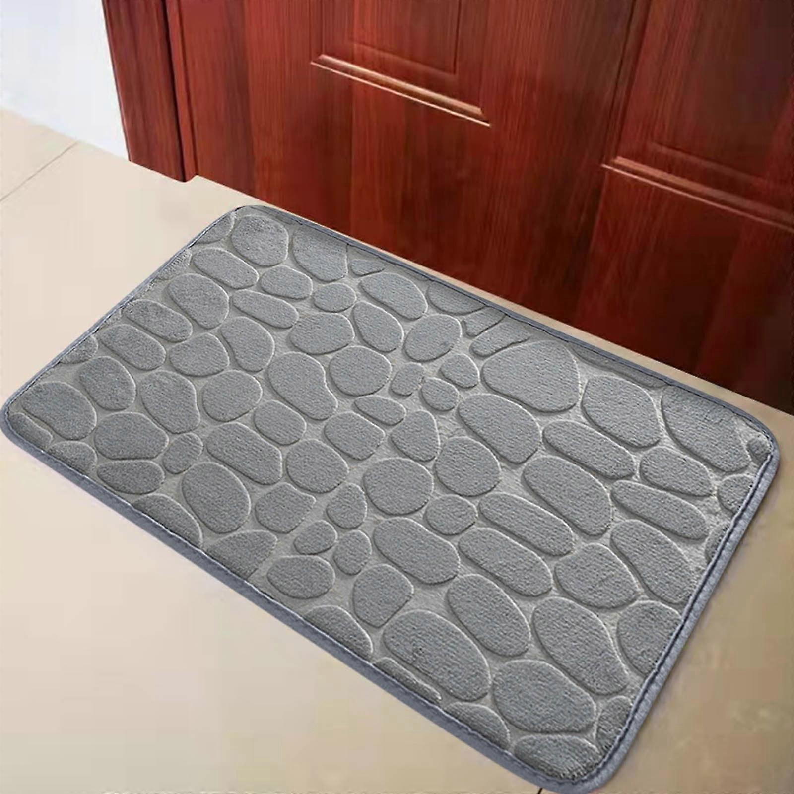 feimajia 1pc Memory Foam Bath Rug Embossed Bathroom Mat Water Absorbent And Washable Bath Rugs, Non-Slip, Thick, Soft And Comfortable Carpet For Show