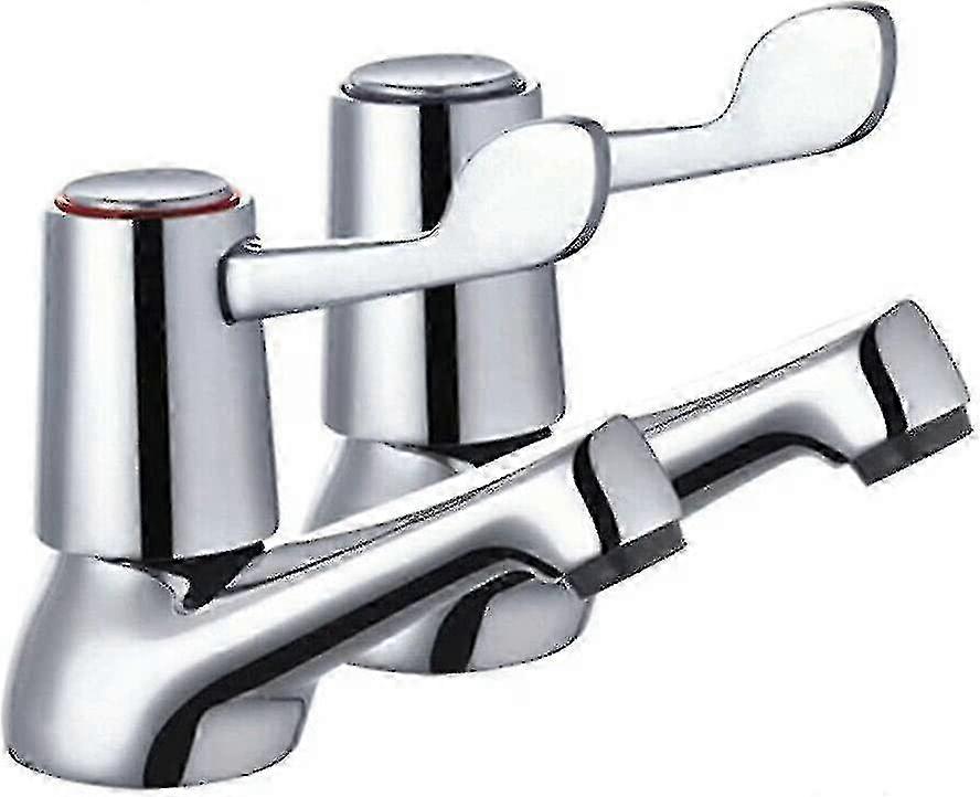 Chrome-Plated Bathroom Basin & Bathtub Tap Set with Metal Knobs