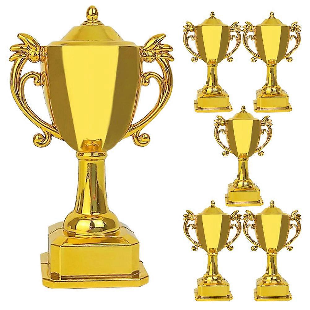 Plastic Gold Trophy Cake Topper for Decoration 6Pcs Mini Awards Set