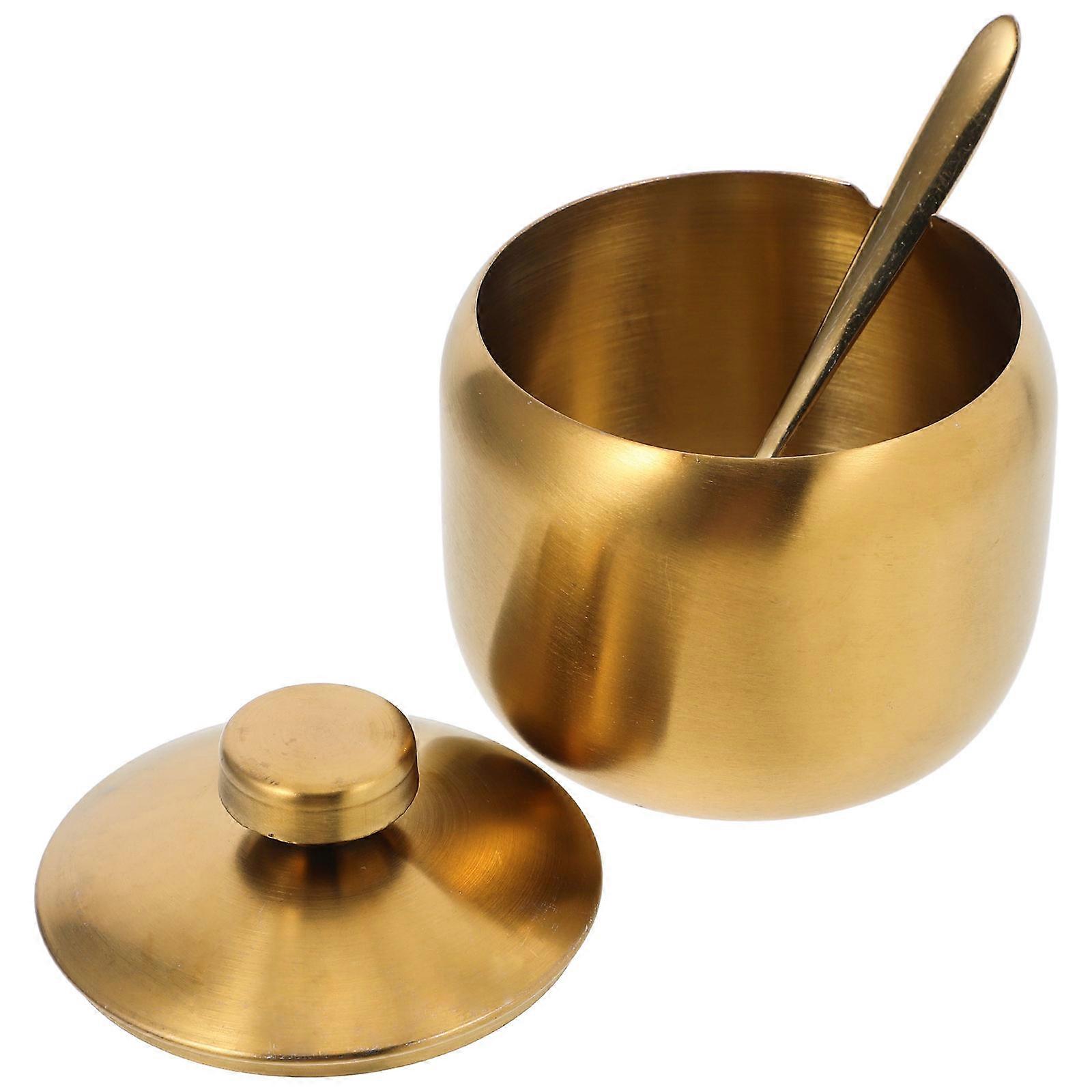 Golden Stainless Steel Spice Container for Seasoning Use with Lid
