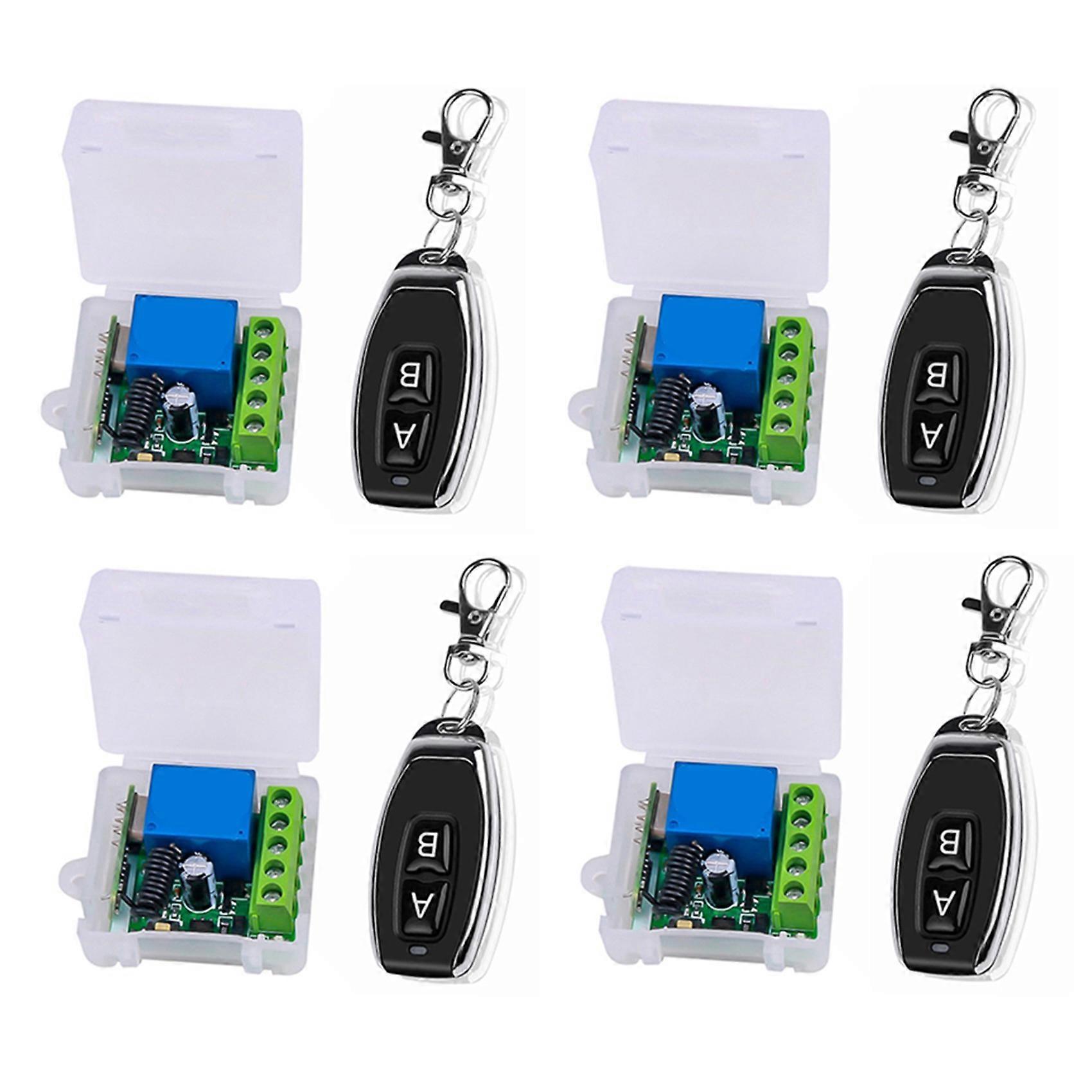 4X DC 12V Single Channel Relay Module Universal Wireless Switch RF Relay Receiver + 2 CH Remote Controller