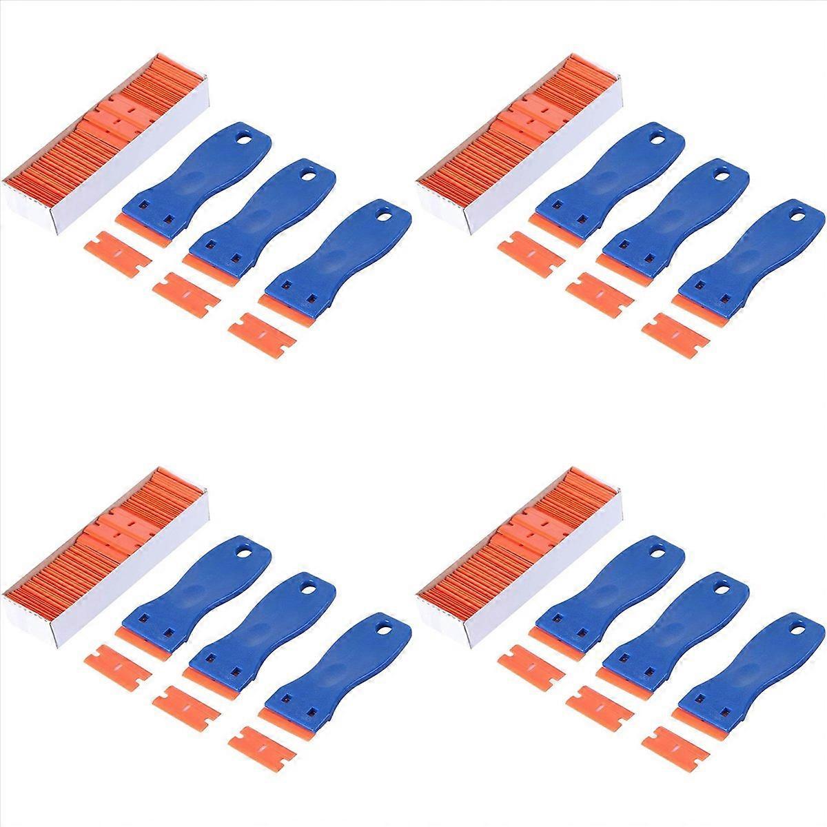 3PCS Plastic Blade Scrapers & 100 PCS 1.5 Inch Double Edge