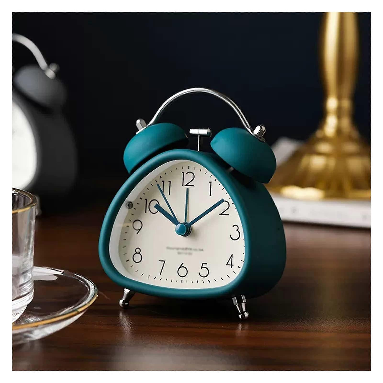 Analog Alarm Clock for Heavy Sleepers with Loud Alarm, Silent NonTicking, Backlight, Vintage Metal