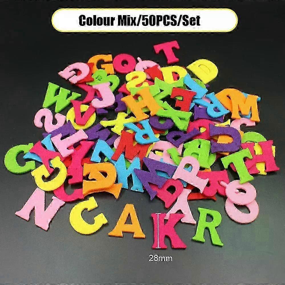 50Pcs Random Mixed Color Alphabet Number 0-9 Felt Cloth Polyester Fabrics Felt Fabric for DIY Mix Non-woven Sewing Supplies