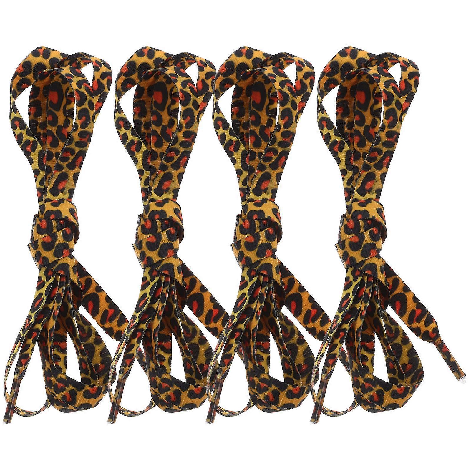Leopard Polyester Shoelaces for Shoes Durable Creative Design Chic Replacement 2 Pairs