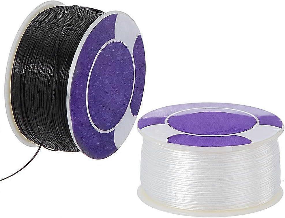 100 Yards 0.1mm Bracelet String Beading Thread 2 Colors Black White Braid Ornament String Nylon Seed Bead Cord Thread Braid String for Crafts Stitchin