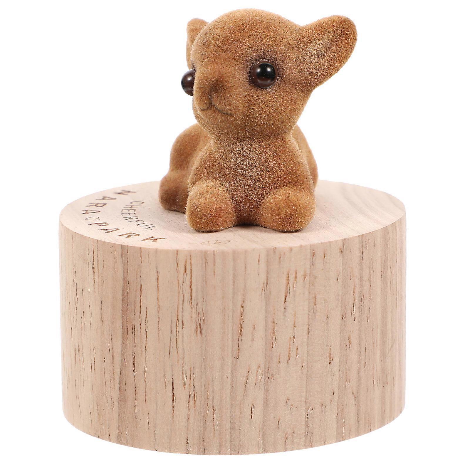 Creative Deer Model Wooden Music Box for Decoration 2Pcs