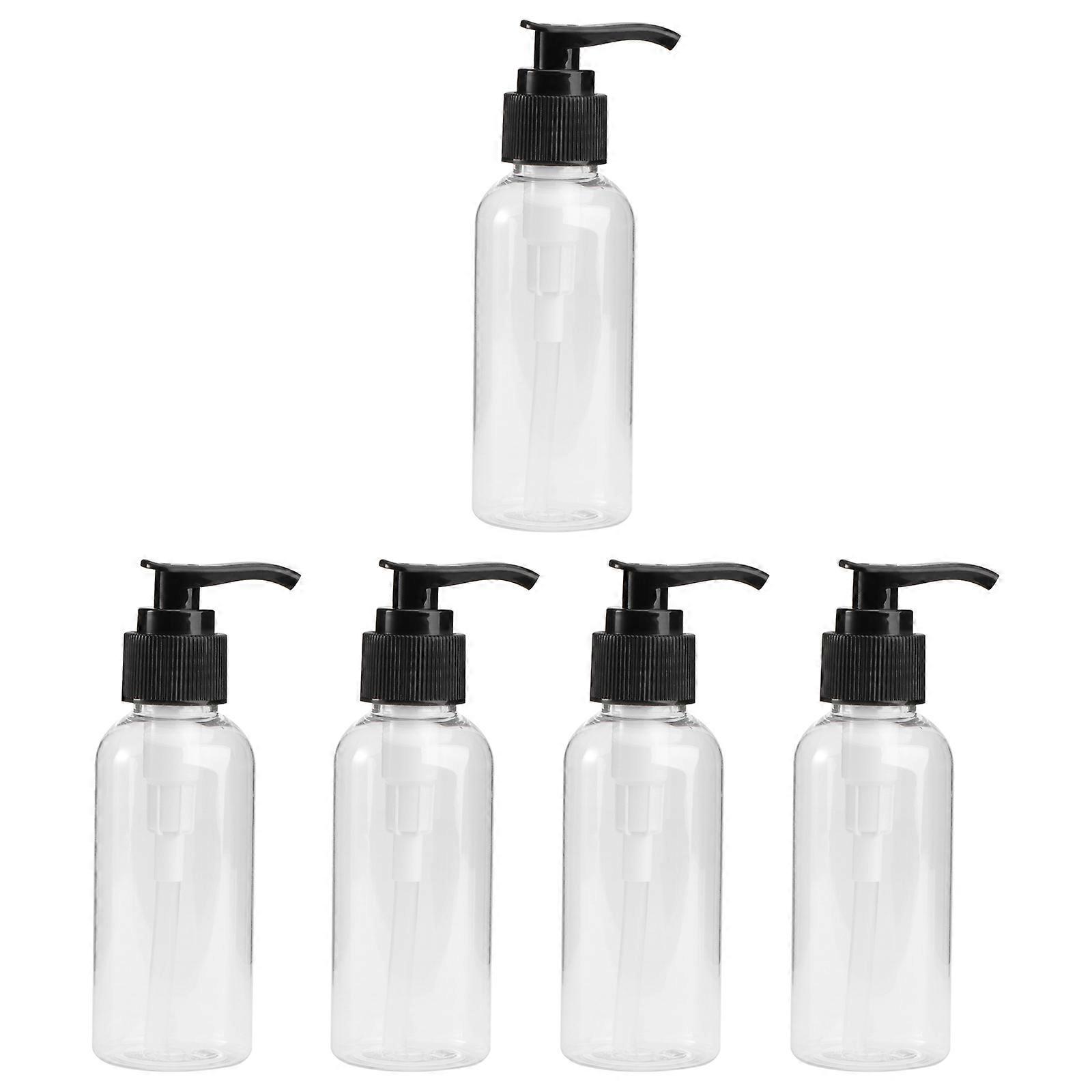 5Pcs Shower Gel Press Pump Bottle Empty Subpackaging Bottle Refillable Bottle Black (100ml)