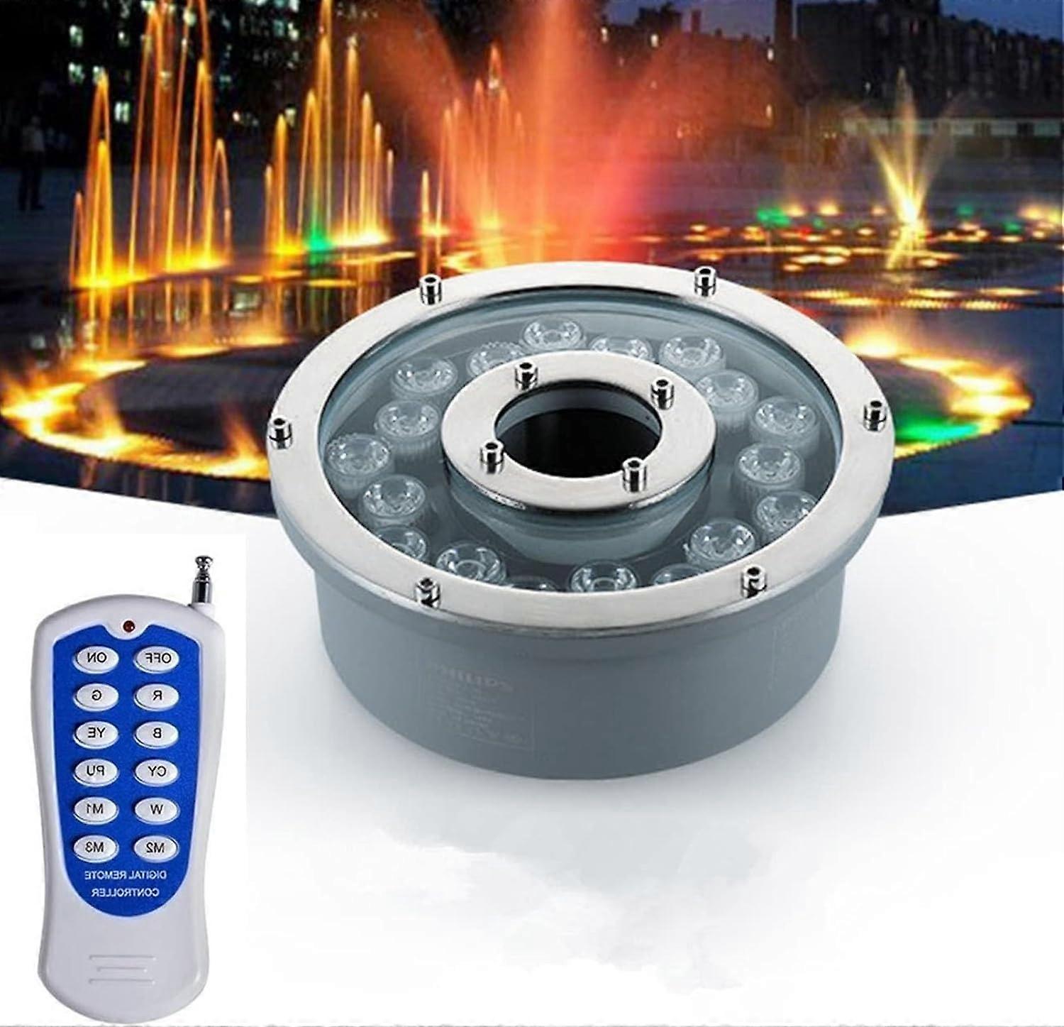 Underwater LED Pool Light IP68 Waterproof RGB Fountain Ring 12V Stainless Steel with Remote