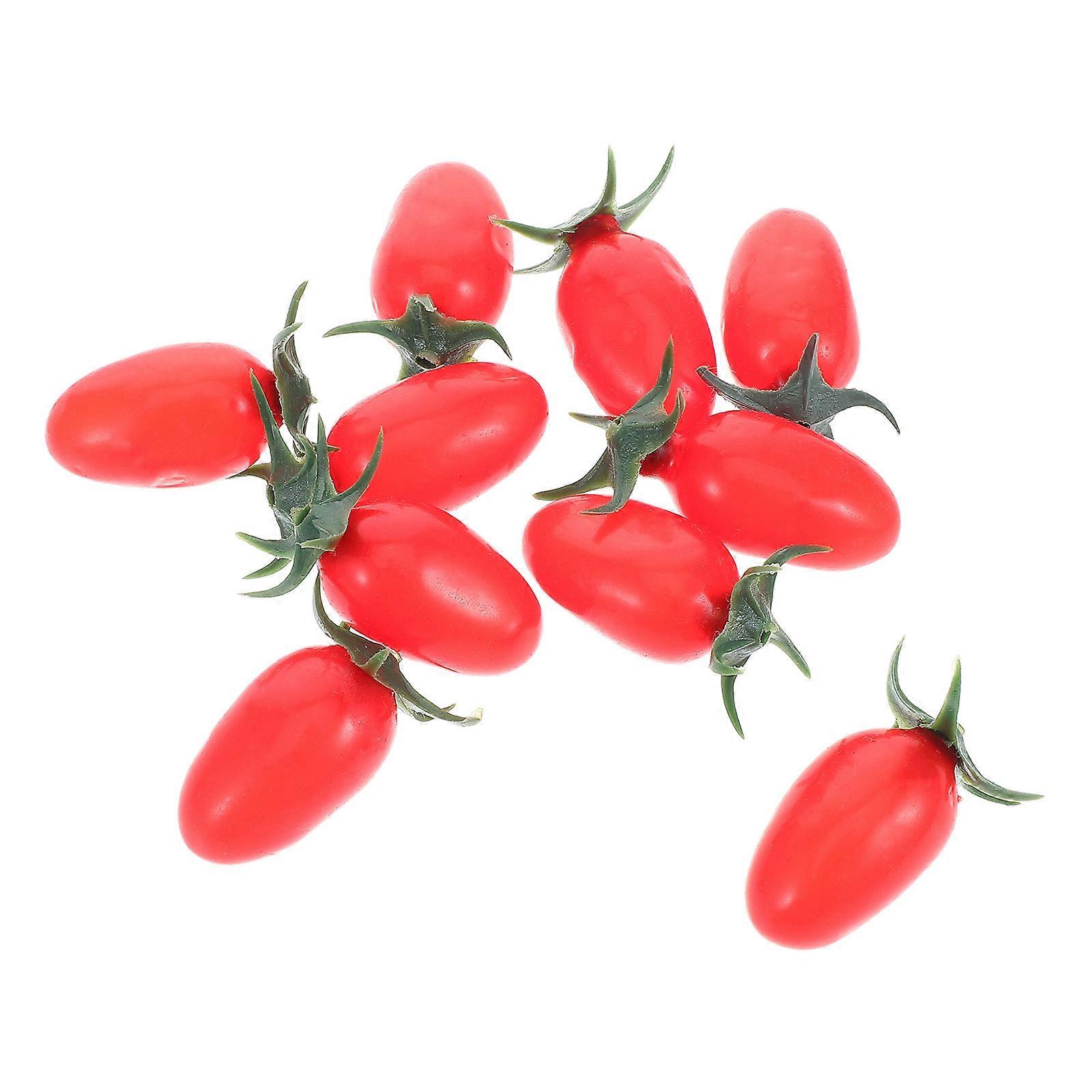 Cherry Tomatoes Artificial Fruit Model for Kids Learning 10Pcs Red PVC