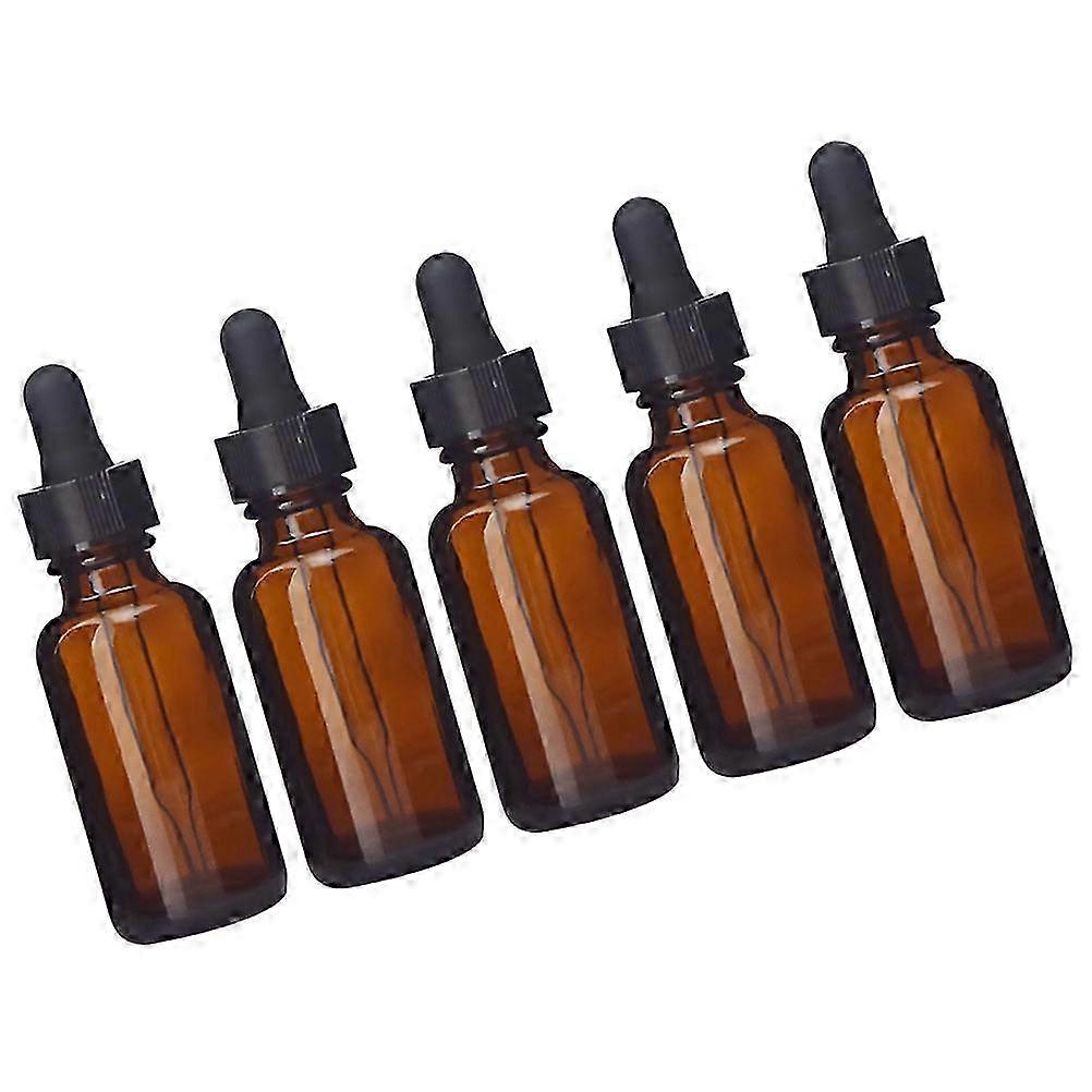 Glass Bottle with Dropper for Essential Oil Use Refillable 5Pack Brown