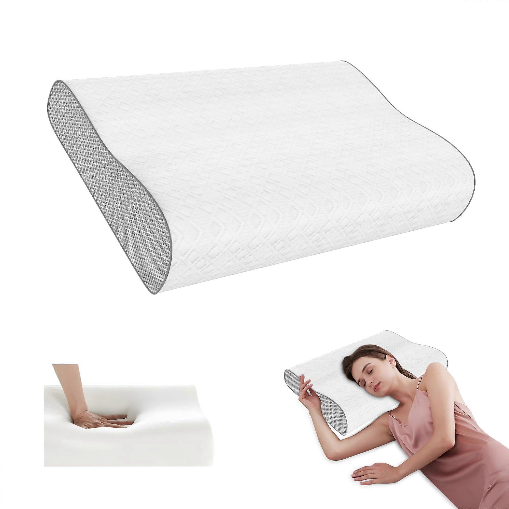 Cervical Memory Foam Pillow for Neck Pain Relief, Ergonomic Adjustable Height Contour Design, 22x13.7 Inch
