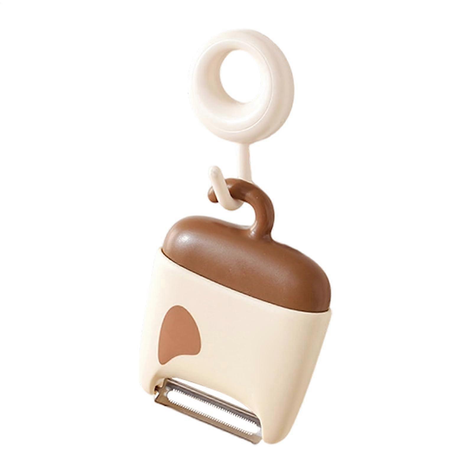 Stainless Steel Vegetable Peeler with Rustproof Blade and Ergonomic PP Handle, 10cm Light Coffee