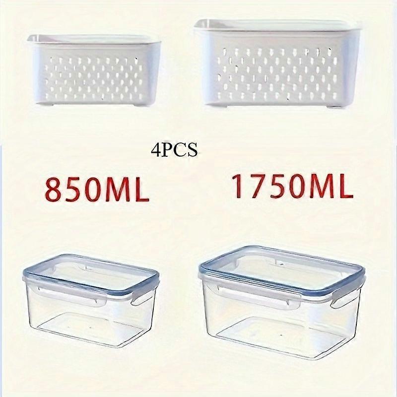 4PCS Leak-Proof Containers! 2-Layer Airtight Lock for Meal Prep. Stackable & Reusable - Keep Food Fresh