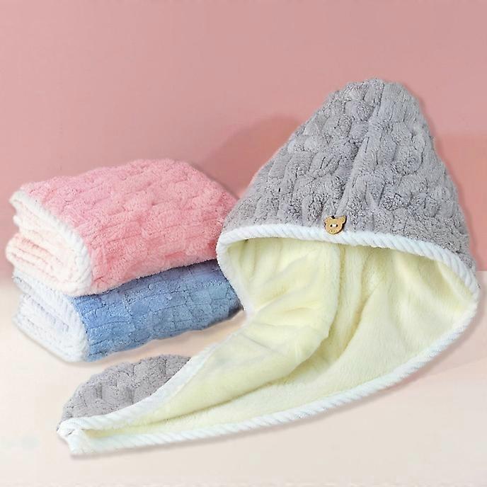 Serviette �� cheveux en microfibre avec bouton r��glable, serviette enveloppante pour cheveux mouill��s pour femmes, pour usage domestique ou e