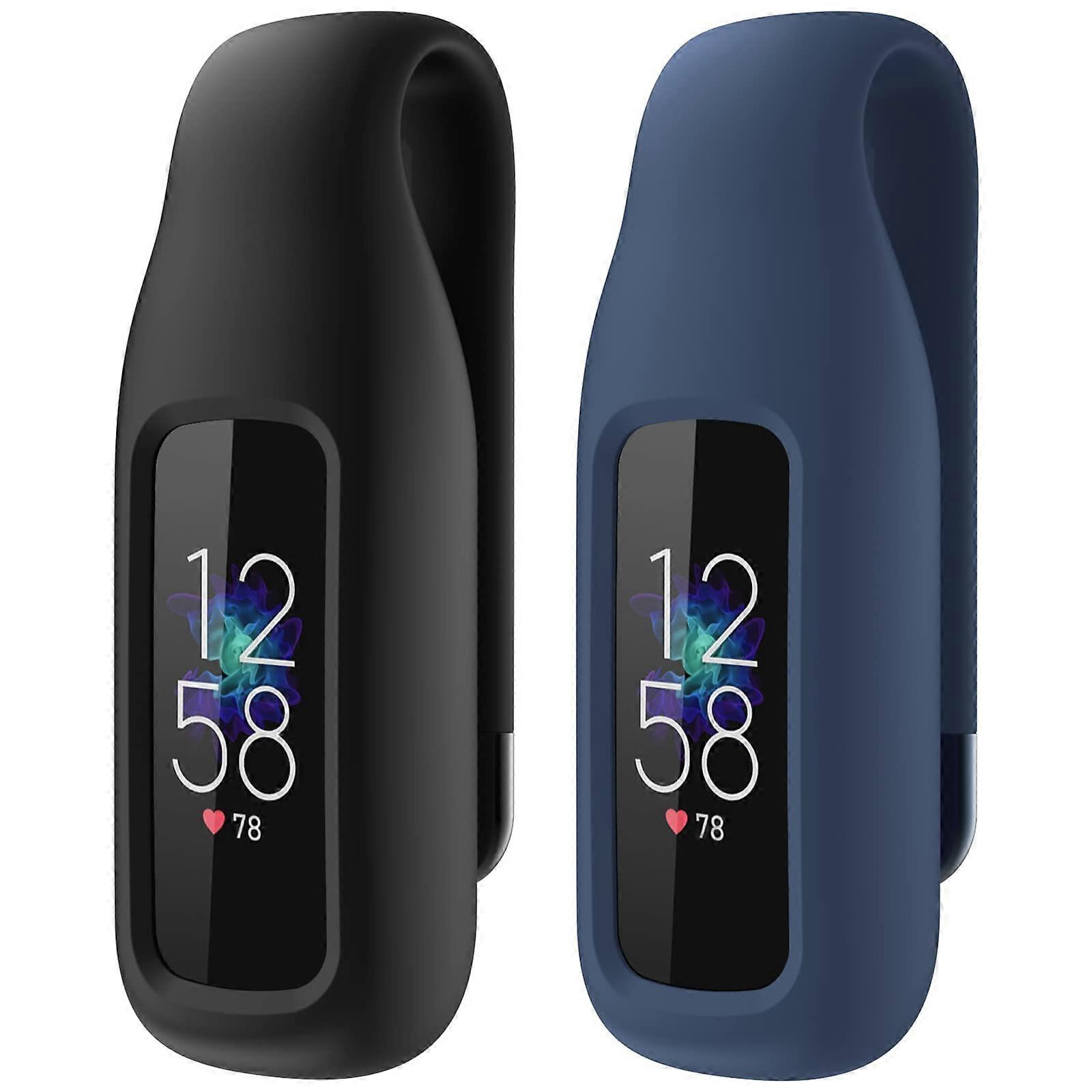 2Pack Clip Holder Accessory for Fitbit Luxe, Secure Tracker Attachment, Black and Midnight Blue