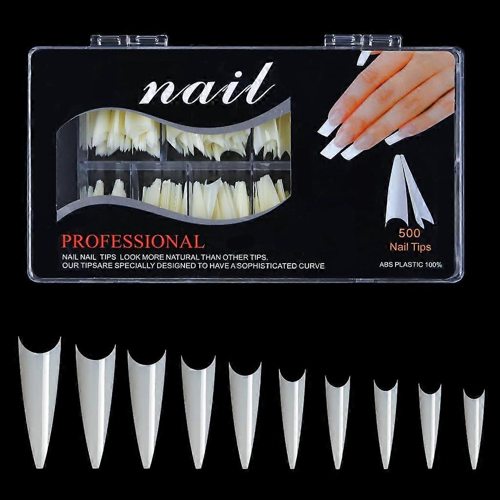 Extra Long Square Acrylic Nail Tips 10 Sizes Professional ABS Flat Shape for Salon and Home