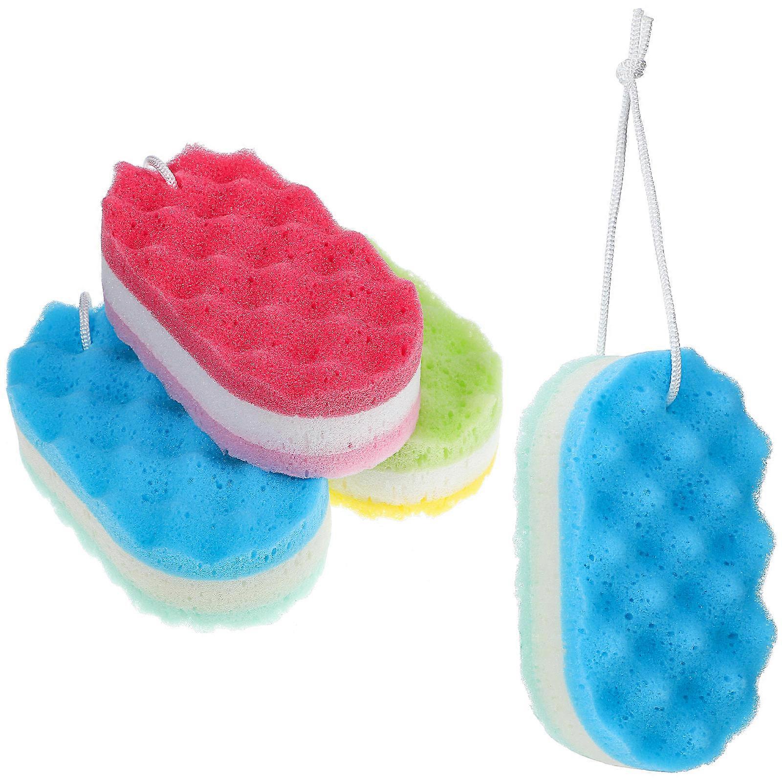 Bath Sponges Shower Loofah for Gentle Cleaning 4Pcs Assorted